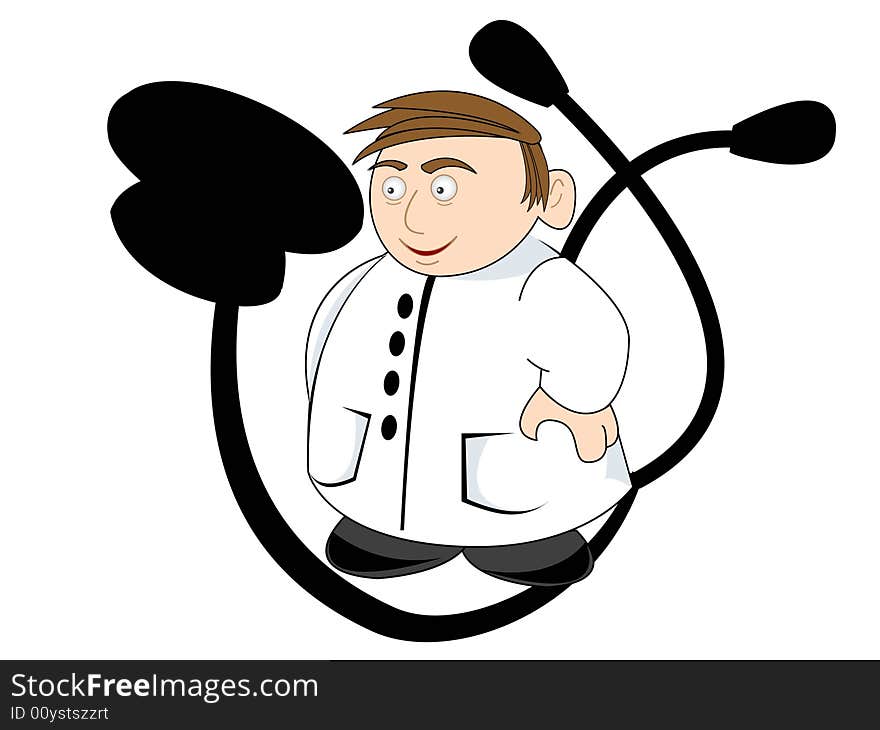 Stethoscope and doctor on isolated background