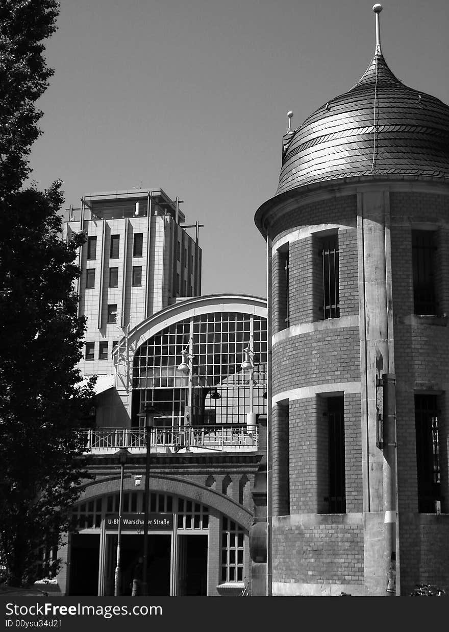 Pseudo-water tower nearby the train station in Warschauer Strasse (Berlin) - Water tower were used for train's water supply. Pseudo-water tower nearby the train station in Warschauer Strasse (Berlin) - Water tower were used for train's water supply