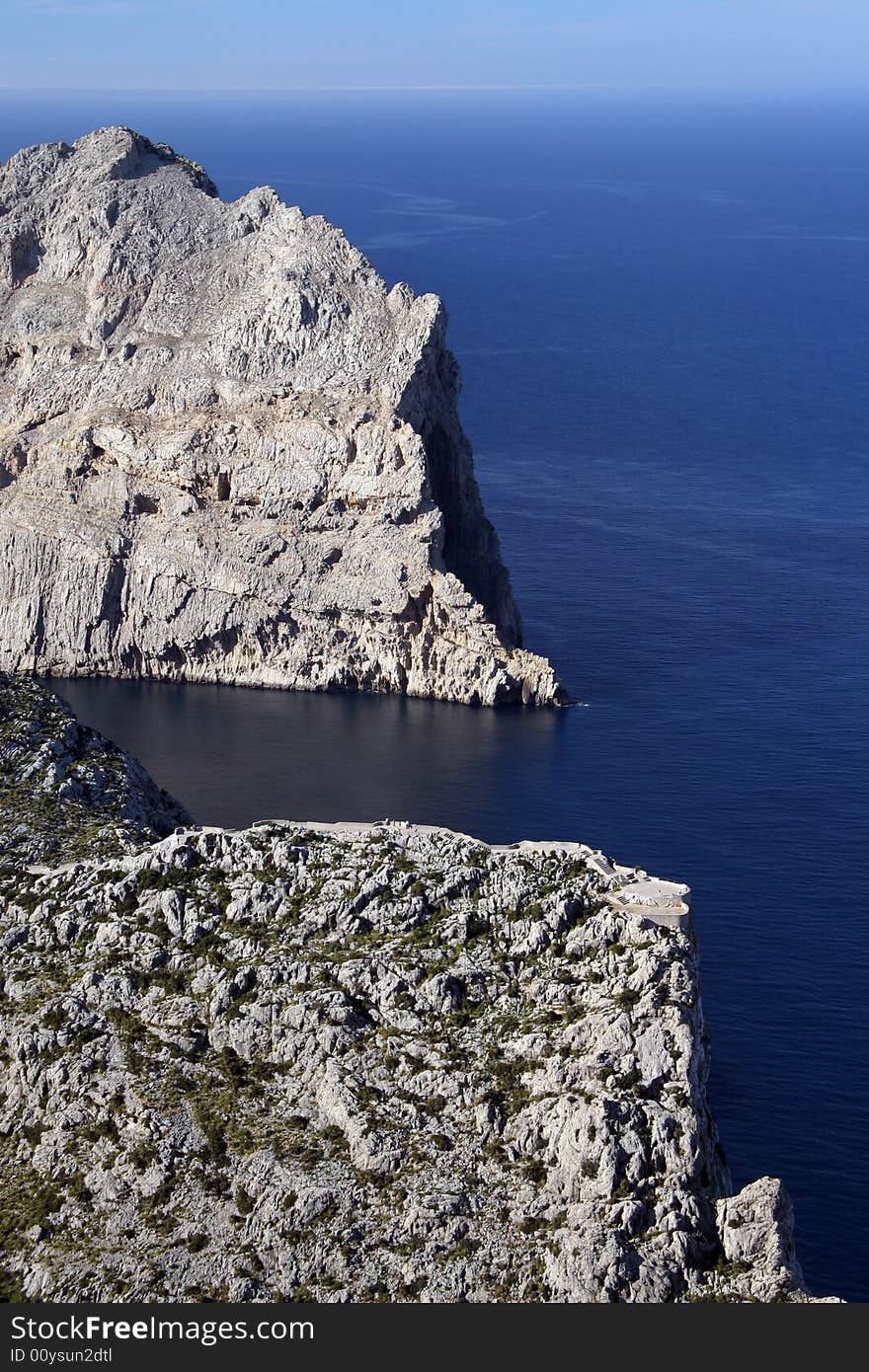 Cliffs, dry and high, in a north of the island