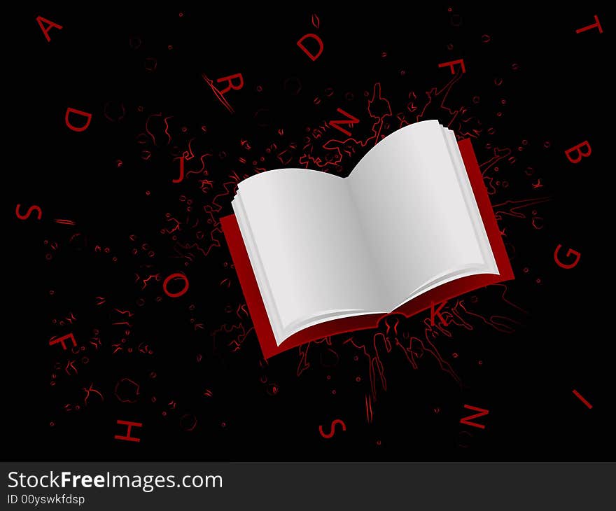 Open notebook on dark background