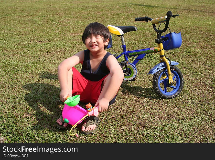 Boy cycling