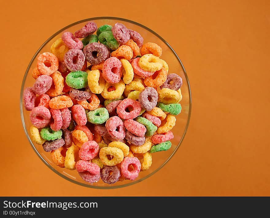 Bowl of colourful cereal