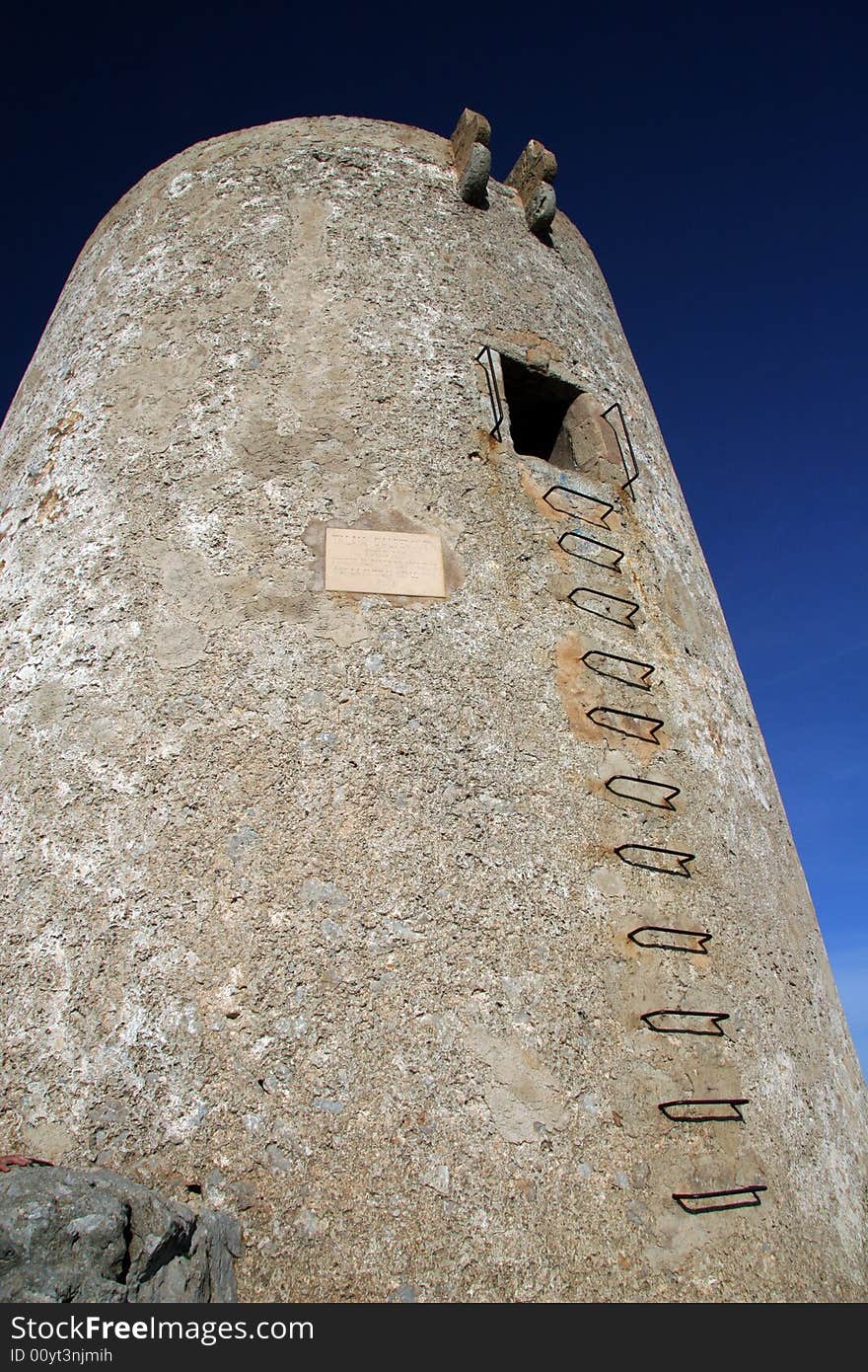 Tower, observe point, high, stony on a top of mountain