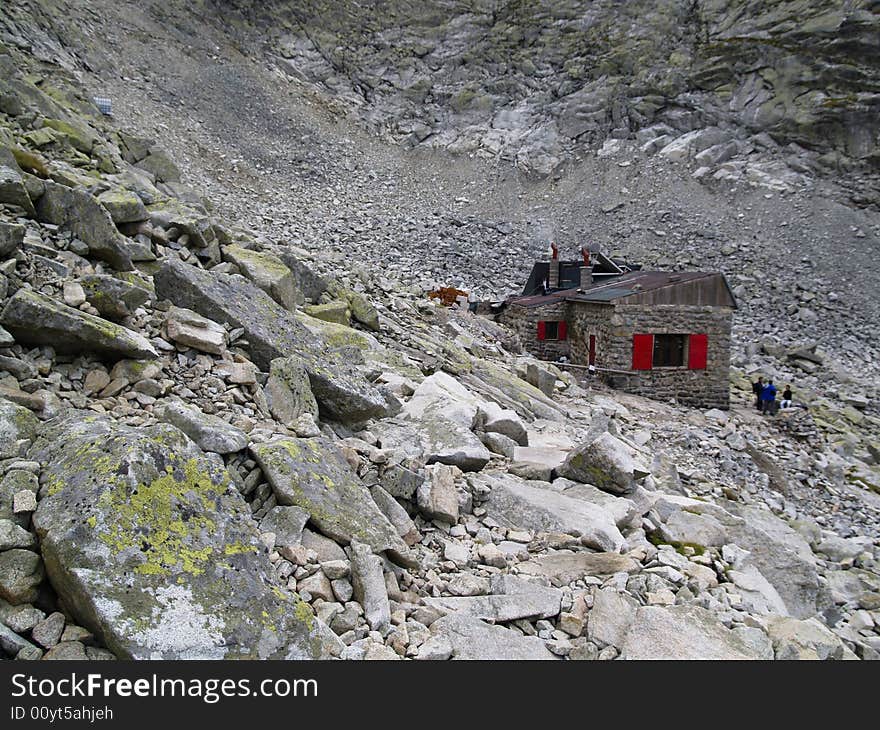 Small stony mountain shelter in slovakia tatras. Small stony mountain shelter in slovakia tatras.