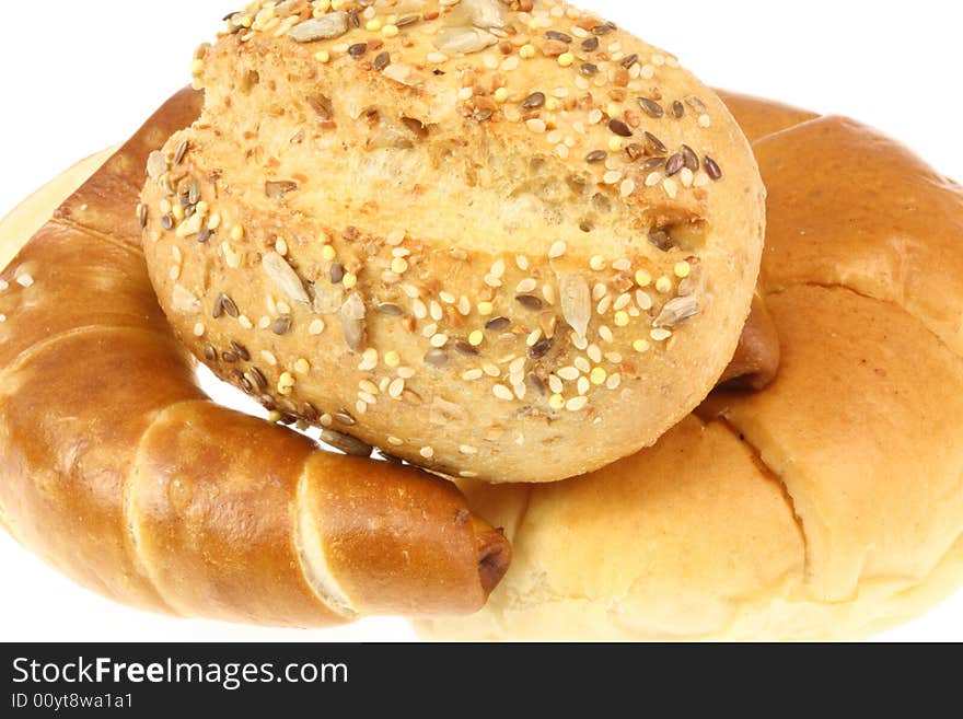 Bread rolls isolated on a white background. Bread rolls isolated on a white background.