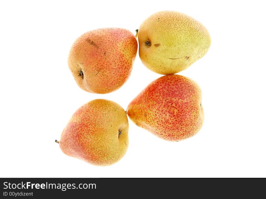 Four pears on a white background. Four pears on a white background.