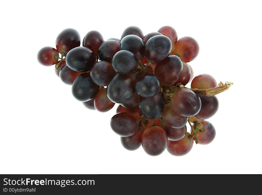 Red grapes on a white background. Red grapes on a white background.