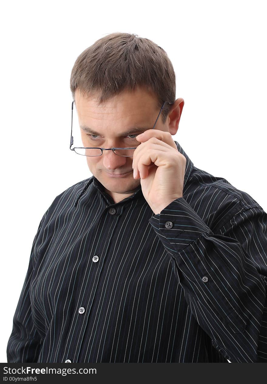 Businessman in dark blue shirt