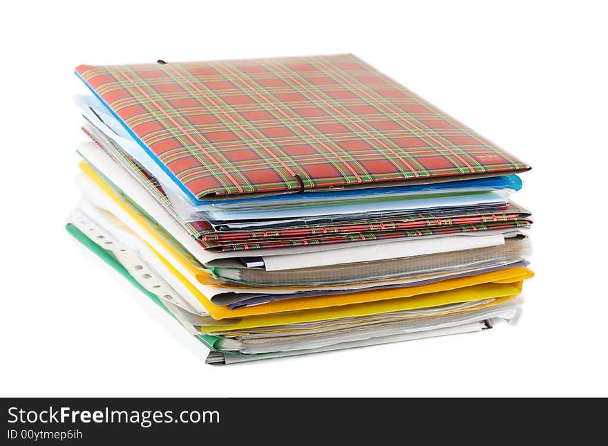 Stack of folders isolated on white background