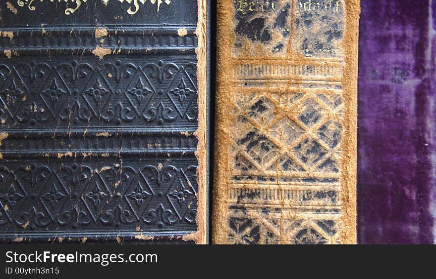 Detail of three ancient books