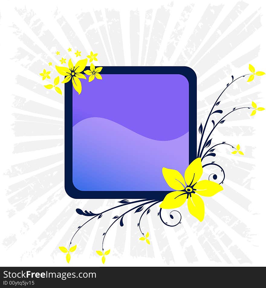 Illustration, blue vector floral frame