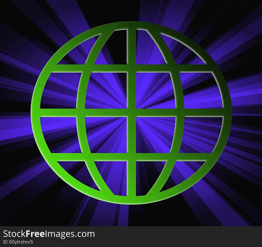 Blue rays through terrestrial sphere globe illustration background