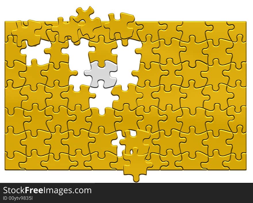 Gold puzzle on a white background
