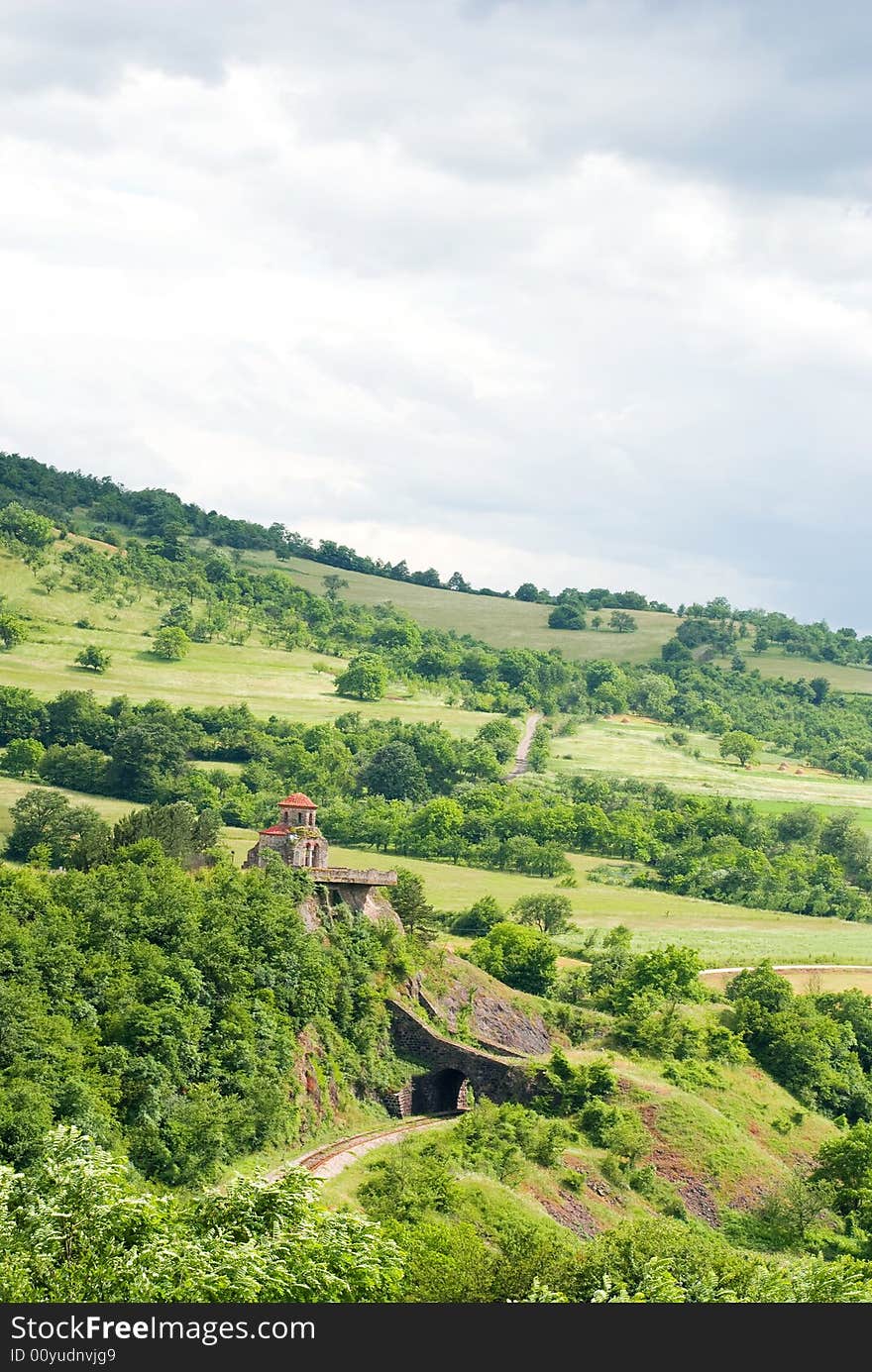 Middle age monastery, ruin arch from serbia