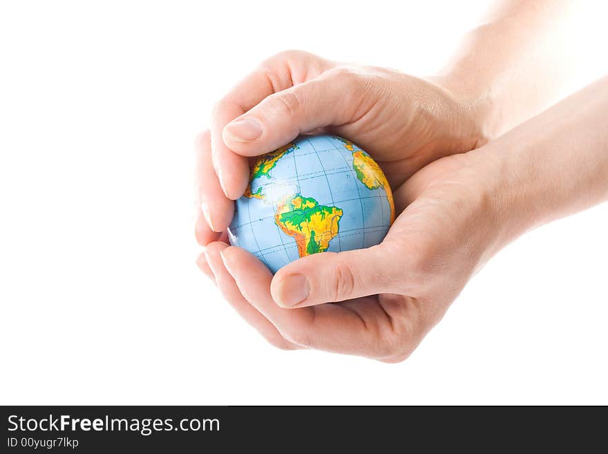 The globe in hands. Concept for environment conservation.