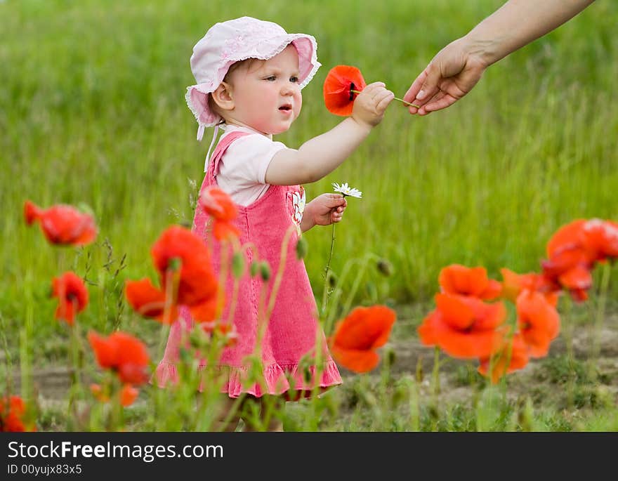 Baby with poppies