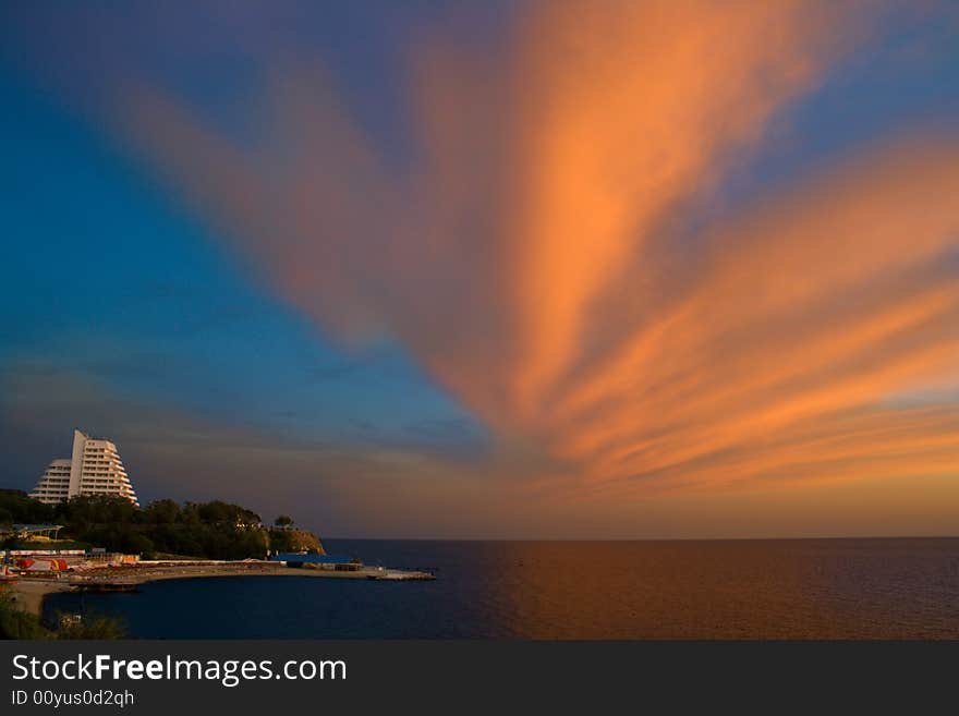 Beautiful decline on the sea