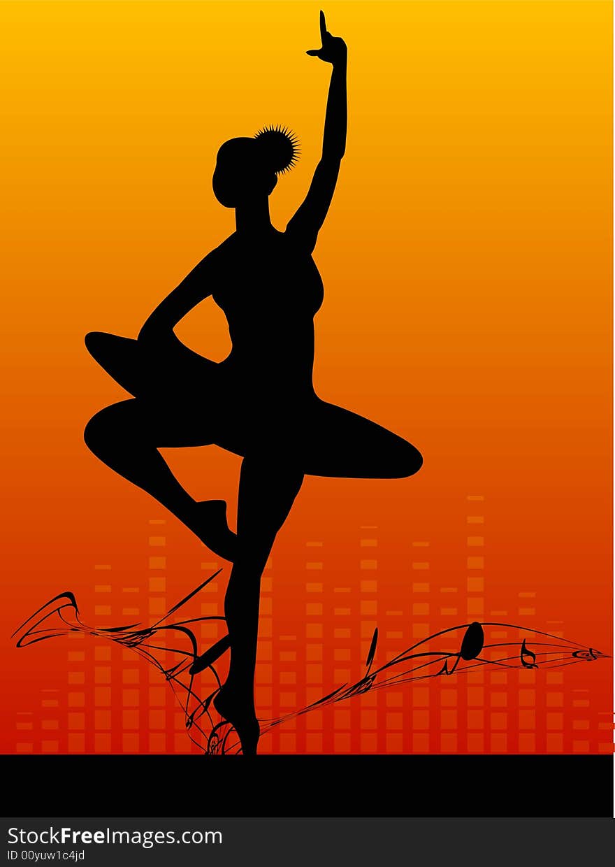 Lady performing ballet dance on equalizer background. Lady performing ballet dance on equalizer background