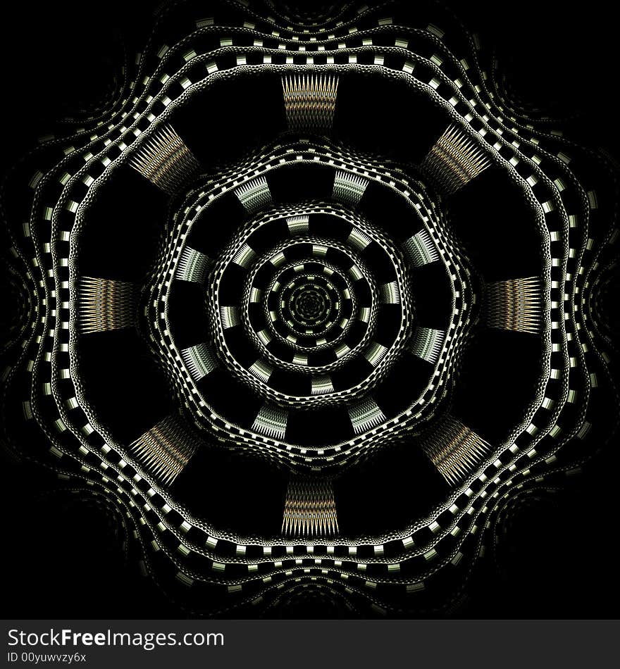 Abstract fractal image resembling a checkered dart board