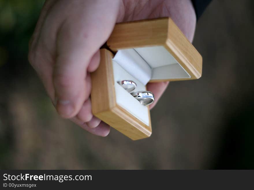 Matching wedding rings in presentation box. Matching wedding rings in presentation box