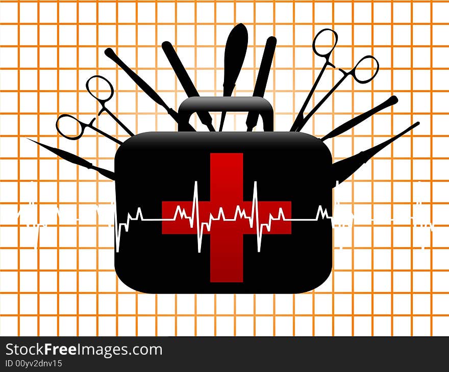 Apparatus box on graph with abstract background