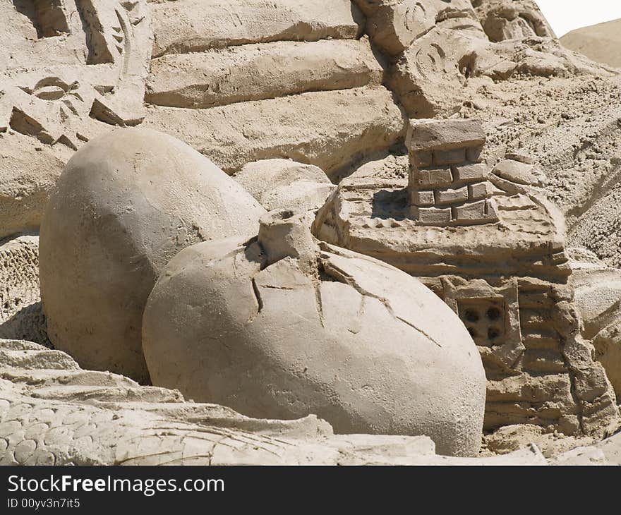 Sculptures of sand for children in Kharkiv at the square of the city's largest and Europe - Liberty Square. Sculptures of sand for children in Kharkiv at the square of the city's largest and Europe - Liberty Square