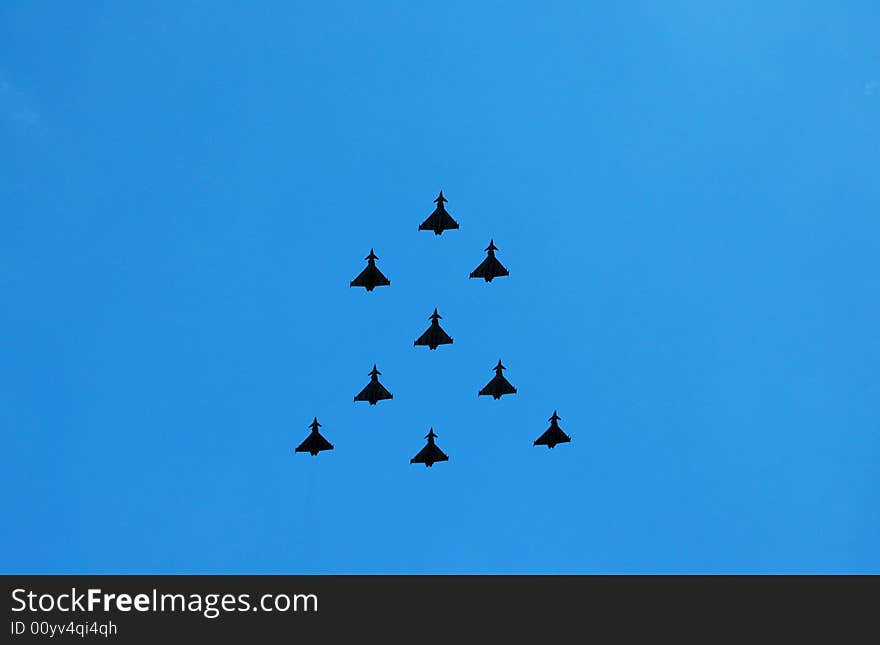 Fighter planes in formation