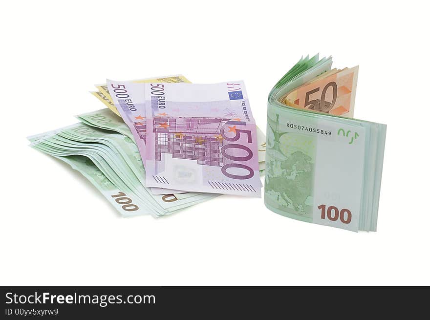 Euro banknotes money isolated on white