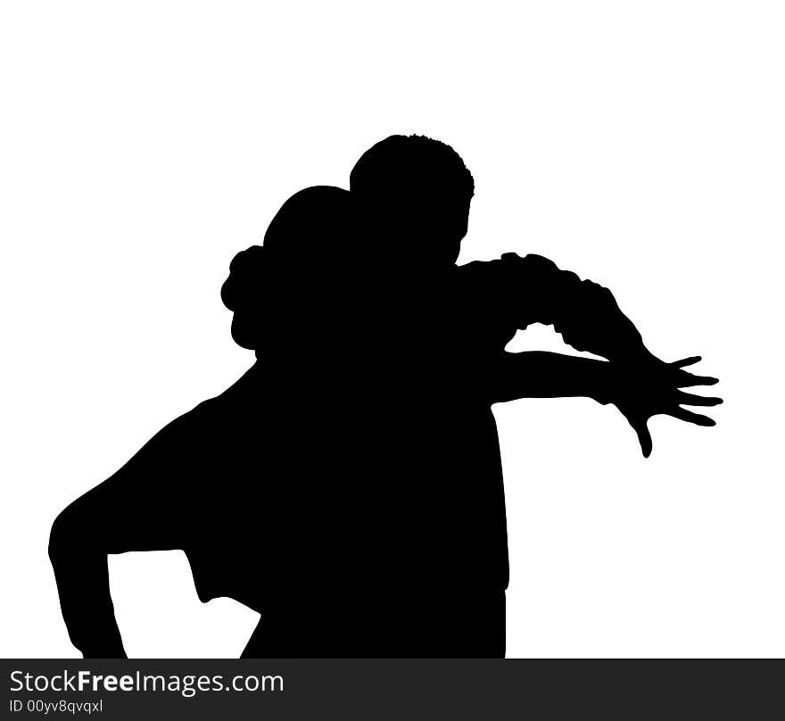 Silhouette illustration of young couple ballroom dancing. Silhouette illustration of young couple ballroom dancing