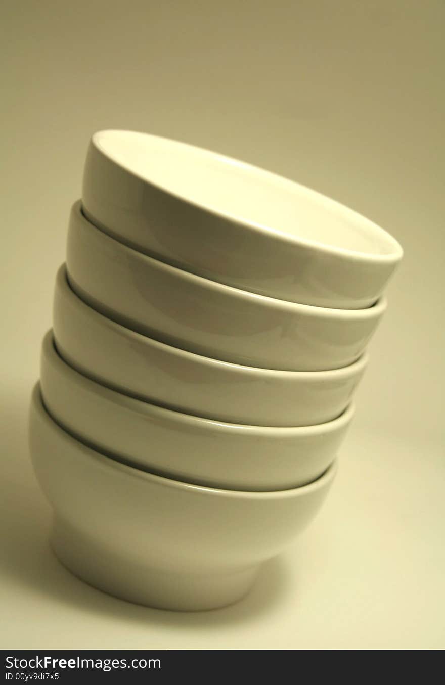 Stacked white bowls