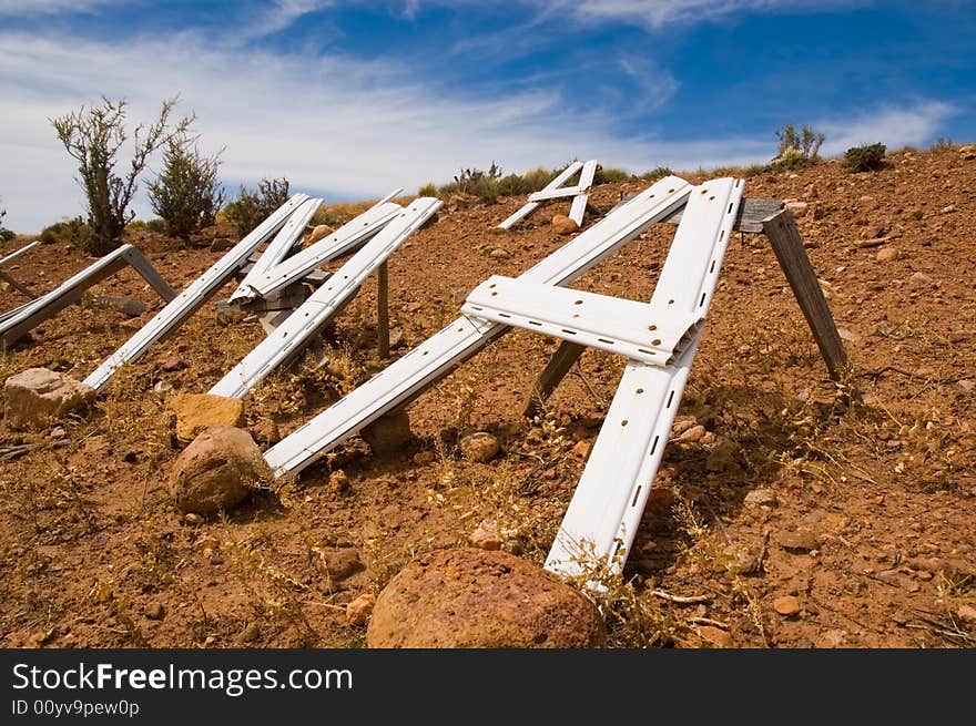 Letters on the ground in the patagonian steppe