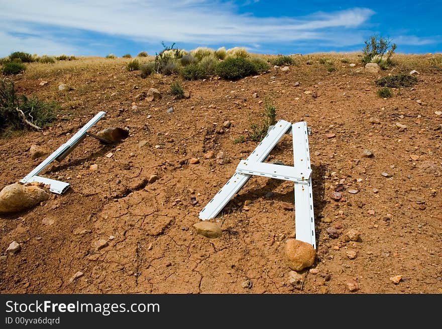 Letters on the ground in the patagonian steppe