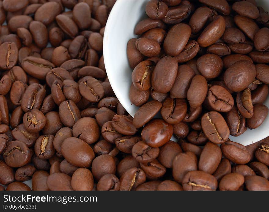 Heap of coffee beans with cap