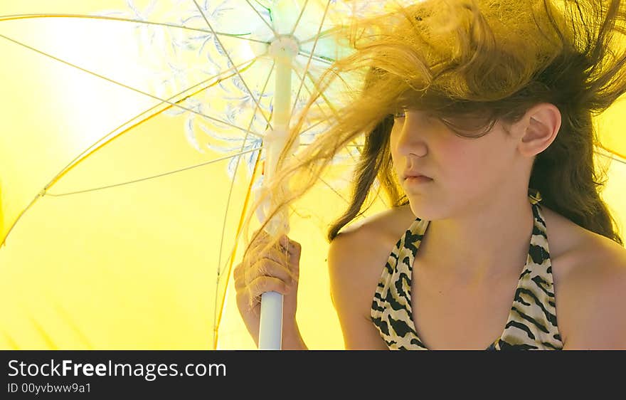 Girl and umbrella for your design