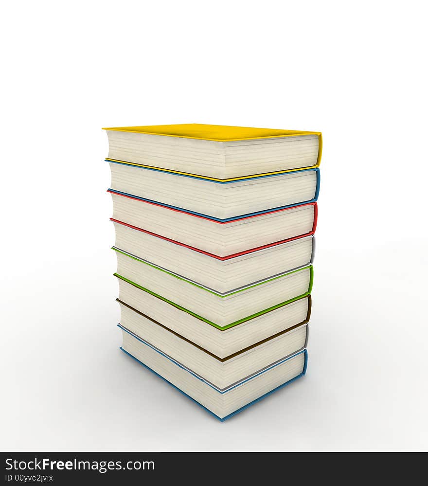 Pile of books - isolated on white background - photorealistic 3d render