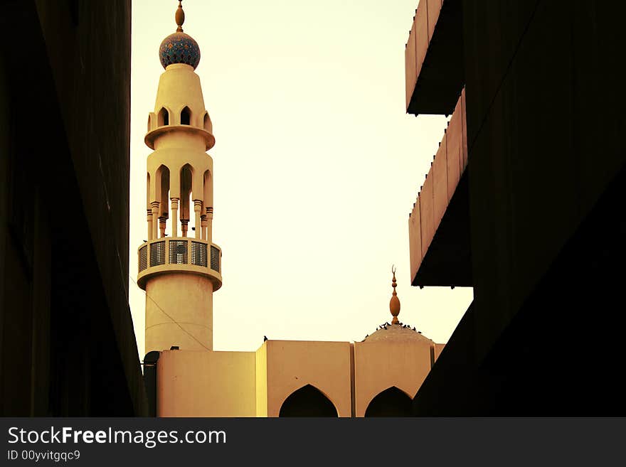 A mosque hidden in the middle of a suburb in Dubai, UAE. A mosque hidden in the middle of a suburb in Dubai, UAE.