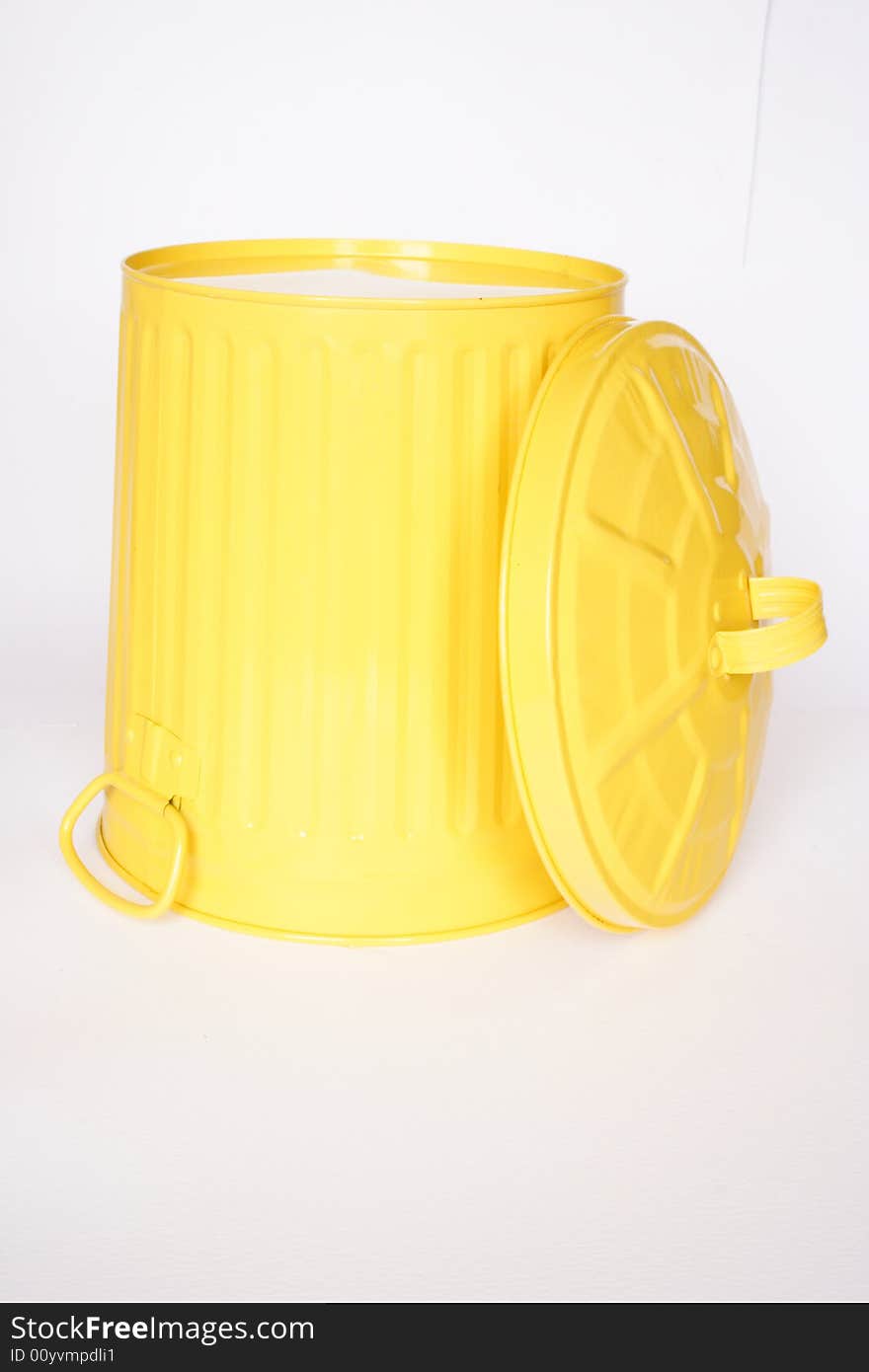 Dustbin with tap aside in white background