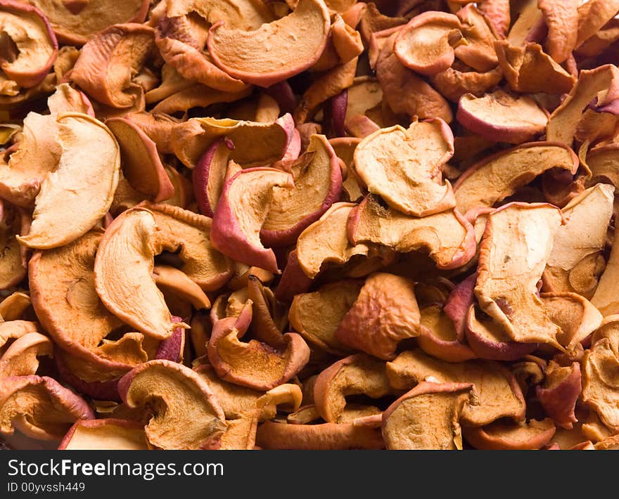 Group of dry slices of apple