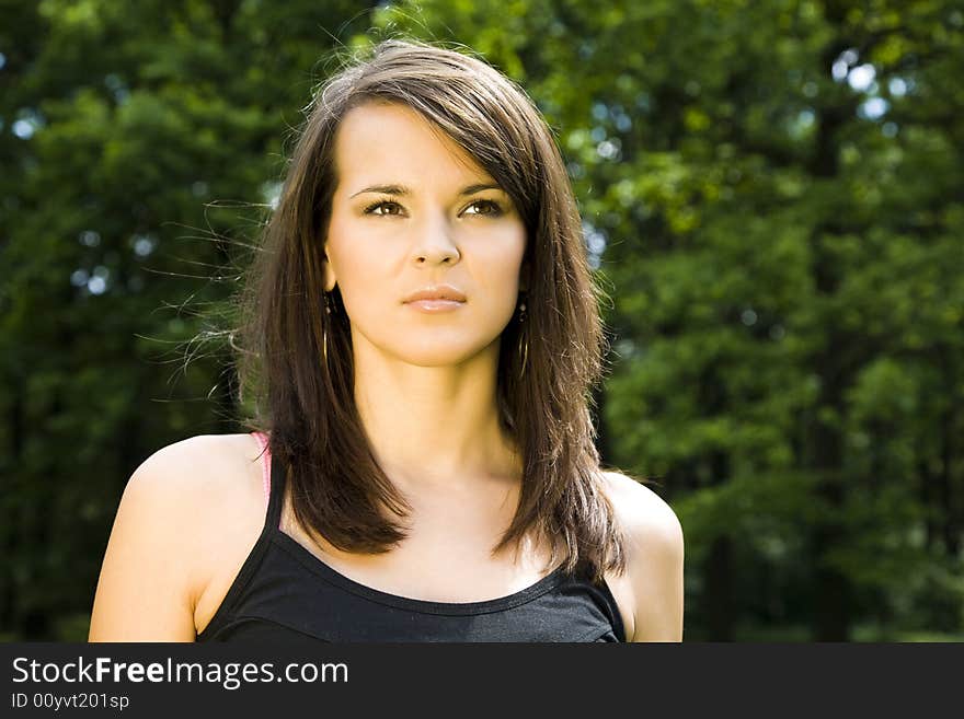 Young Model Woman Relaxing Outside