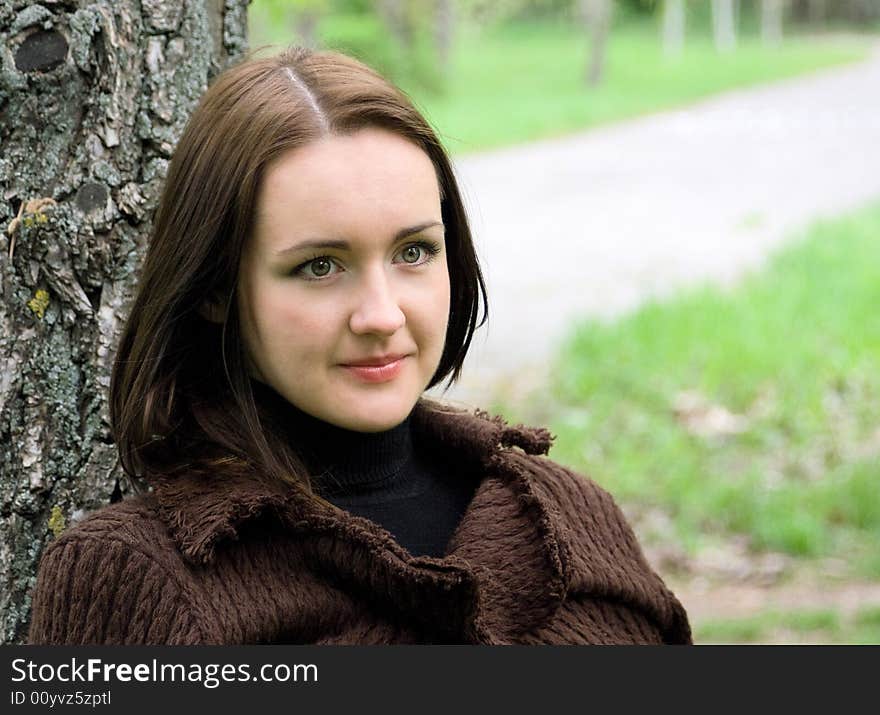 The young girl in park