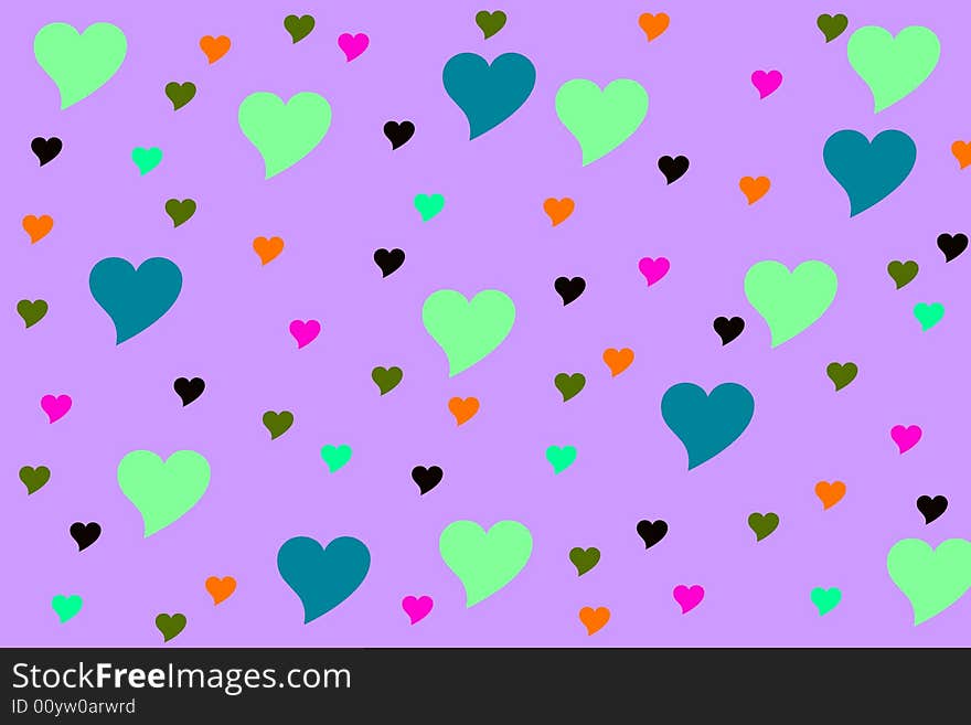 A funny background for web or paper with a lot of multicolor hearts. A funny background for web or paper with a lot of multicolor hearts