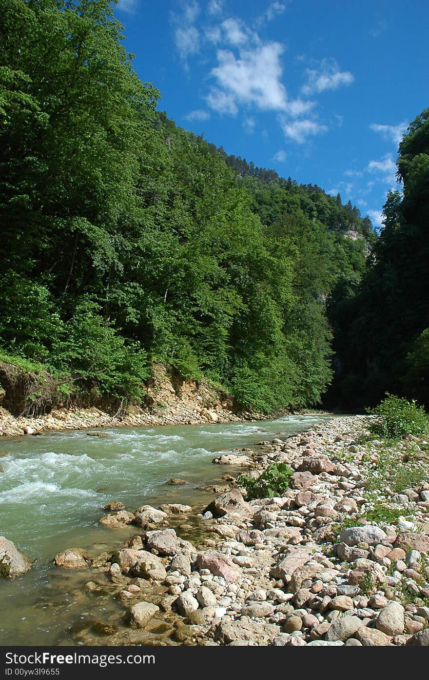 Guamskoye canyon and Kurdzhips river. Russia. Adygeya Territory. Guamka.