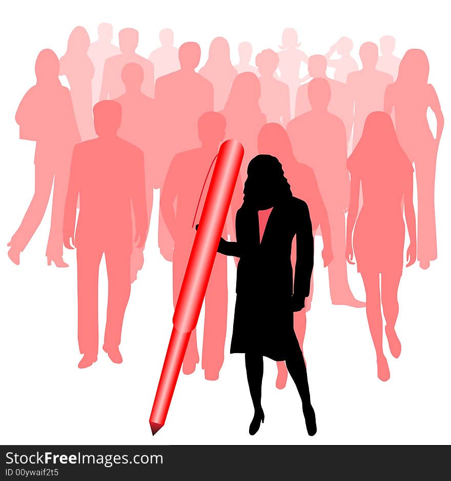 Illustration of business people, red