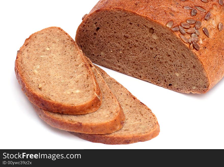 Bread with seeds isolated on white background. Bread with seeds isolated on white background.