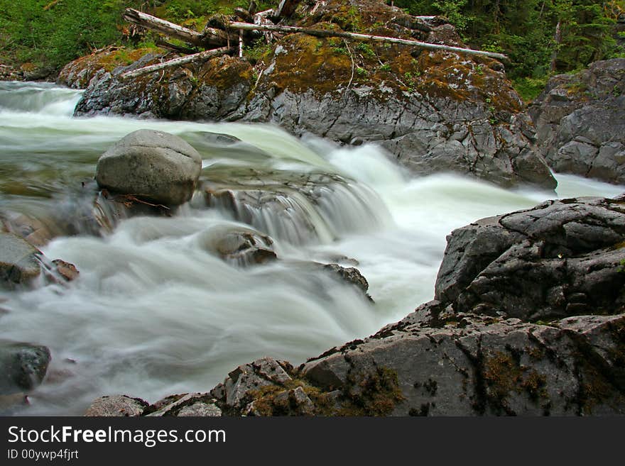 Water flowing into canyon