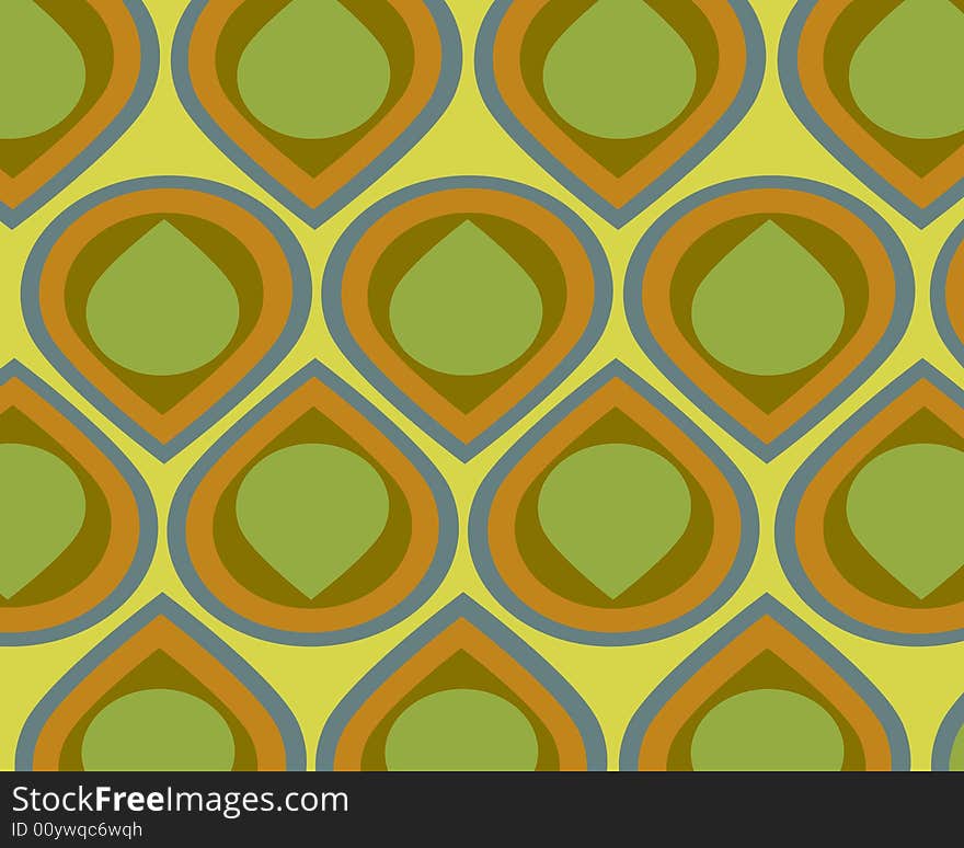 Retro yellow, orange and green teardrops graphic design. Retro yellow, orange and green teardrops graphic design