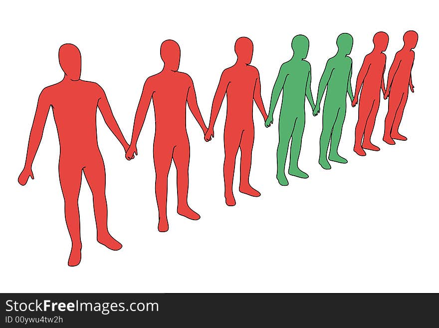 3d people - outsiders - isolated illustration - team (with vector eps format)