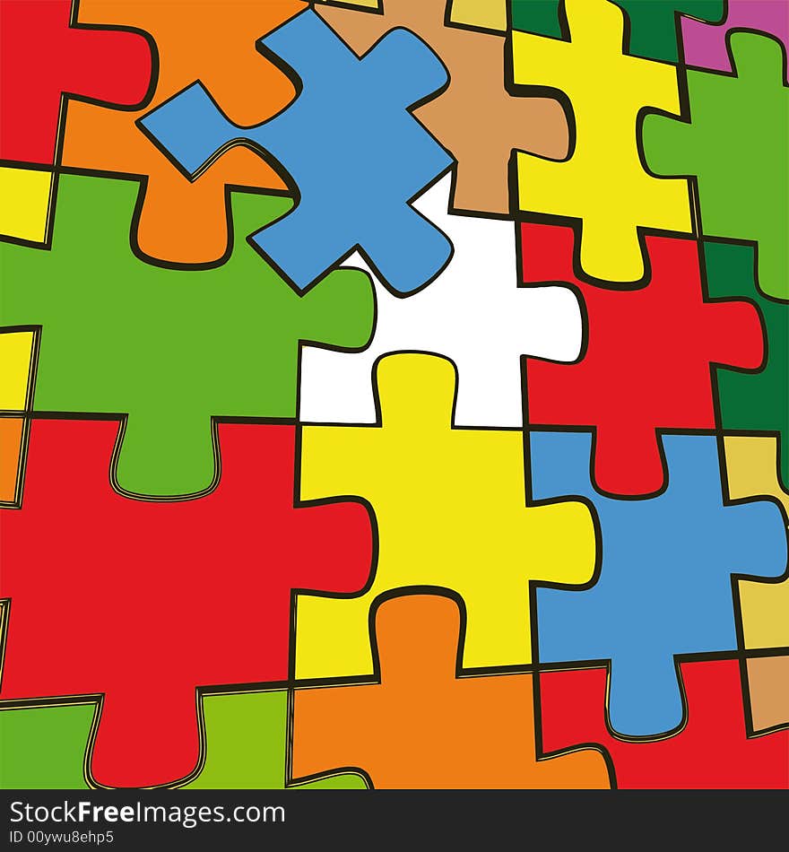 Multicolor puzzle - 3d render illustration (with vector eps format)