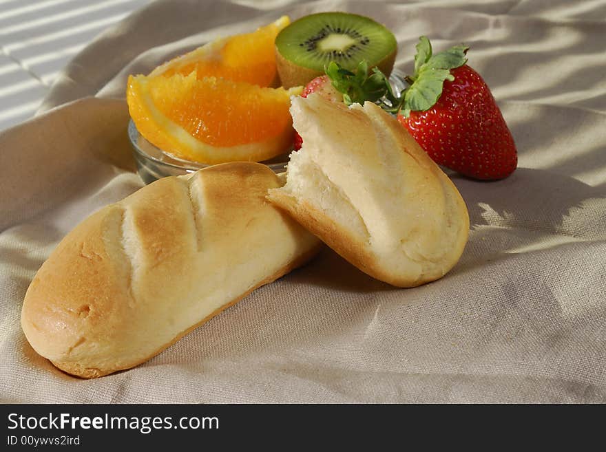 Sweet bread with raw fruits. Sweet bread with raw fruits