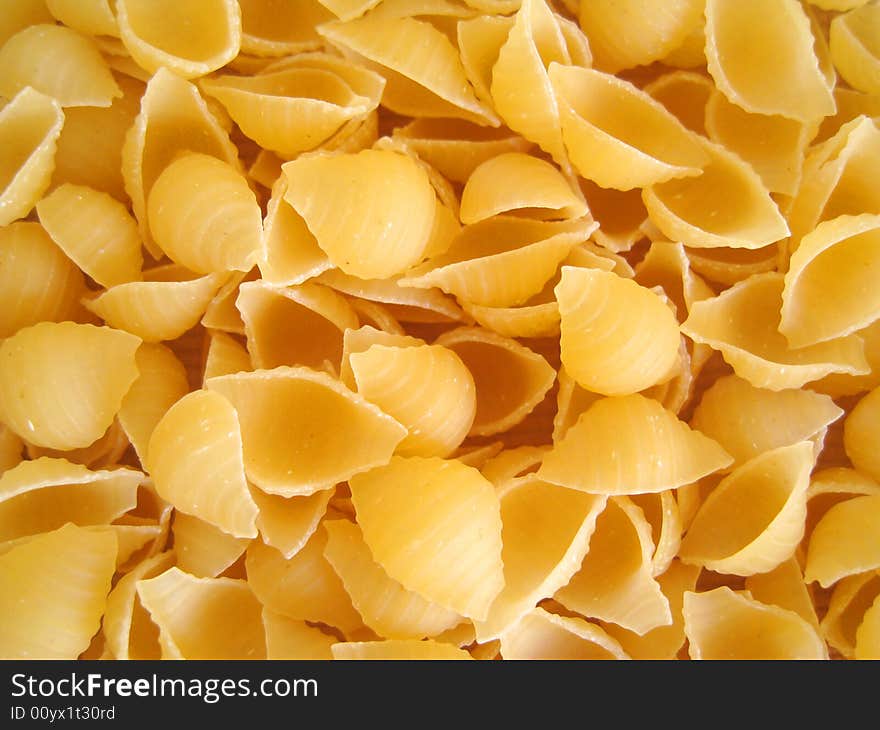 A close up for a bunch of pasta shell